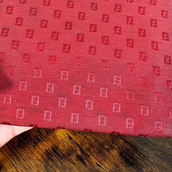 Fendi Red Monogram Logo Pattern Square Shoulder Bag Crossbody Purse Made In Ital - Picture 12 of 16